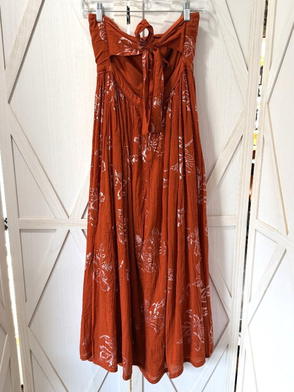 Free People Baja Babe Midi Dress Copper Combo Strapless Boho Size Small - Picture 5 of 11